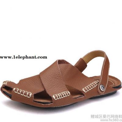 商场贴牌代理 真皮牛皮拖鞋透气吸汗夏天休闲凉鞋半拖鞋图3