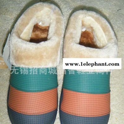 时尚三彩拼秋冬季半包跟棉拖鞋家居室内男女情侣防滑保暖拖鞋