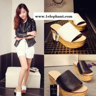 2015年夏季欧美纯色高跟拖鞋