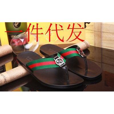 直销2015夏季时尚牛皮沙滩拖鞋编织带款人字拖外贸男拖鞋 男图2