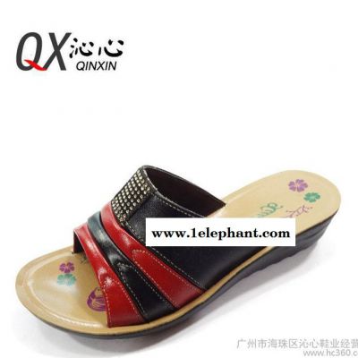 2015新真皮时尚女式凉拖女凉鞋拖鞋 妈妈真皮凉拖鞋 沙滩女图3