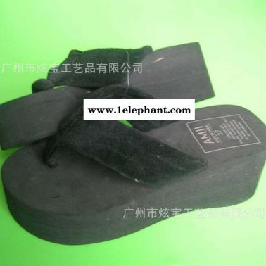 加工2014**环保EVA休闲毛巾高跟拖鞋