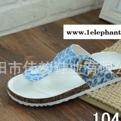 2015夏季女拖鞋吹气鞋内销女拖鞋博肯水松木时尚夹趾鞋豹纹