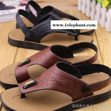 2016夏季新品热卖沙滩凉拖鞋  时尚高品质男士仿皮夹趾拖鞋
