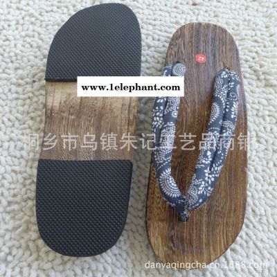 日本绅士和服烧桐男式木屐 复古蓝印花布木拖鞋人字拖鞋/夹脚拖图3