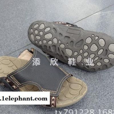 中山外贸鞋批 新款夏日凉拖 牛皮复古拖鞋潮鞋 橡胶MD底舒适图3