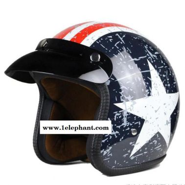头盔俱乐部批发个性头盔复古半盔电动车安全帽美国队长