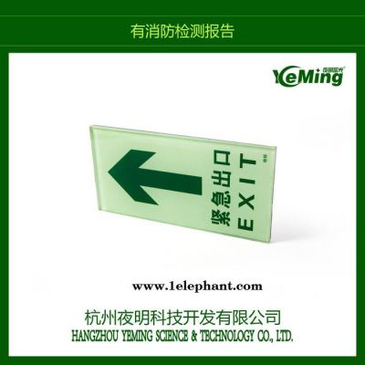 夜明蓄光 ---商场安全标识 钢化玻璃导向发光标志 疏散荧光地标图2
