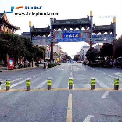 JC锦诚半自动升降柱路口防撞柱伸缩警示柱手动升降路柱隔离柱路障图2
