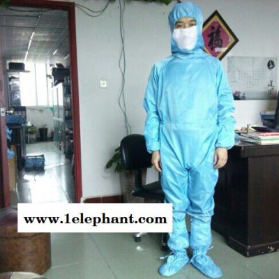 高品质防无尘连体服，双层袖口防静电服 脚边开拉链防静电连体服图3
