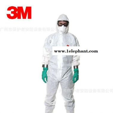 3M 4545带帽连体防护服 防粉尘颗粒物及液体有限喷溅 白色防护服