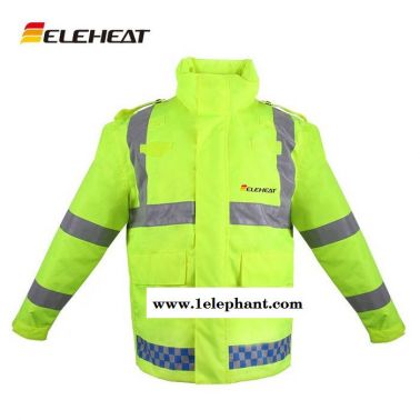 ELEHEAT安防环卫加热服安全荧光黄防护服骑行3m反光条马甲安全背心发热服 安防服