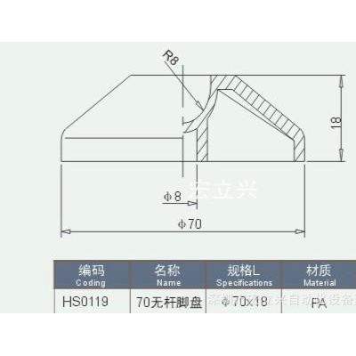 hs0119底盘垫70无杆脚盘 防滑垫带图1
