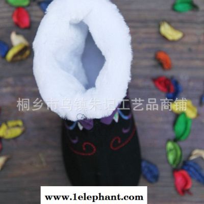 2013绣花靴子 内增高千层底防滑垫中筒棉麻布女棉靴 民族风图3