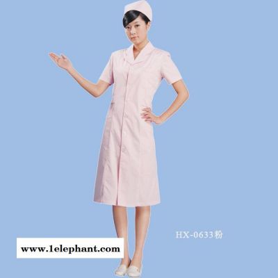 涤棉不起球线绢长款短袖美容服 实验室服 护士服定做批发图3