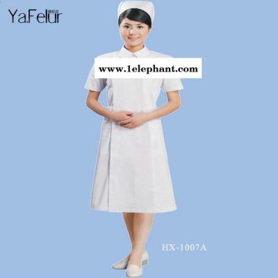 涤棉不起球线绢长款短袖美容服 实验室服 护士服定做批发图2