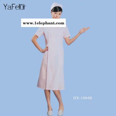 涤棉不起球线绢长款短袖美容服 实验室服 护士服定做批发图4