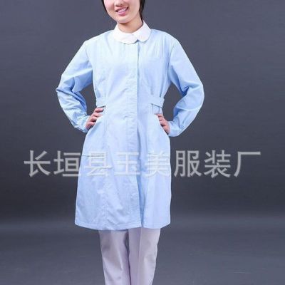 直批定做圆领护士服白蓝粉色长袖装店实验服美容服护士白大褂图3
