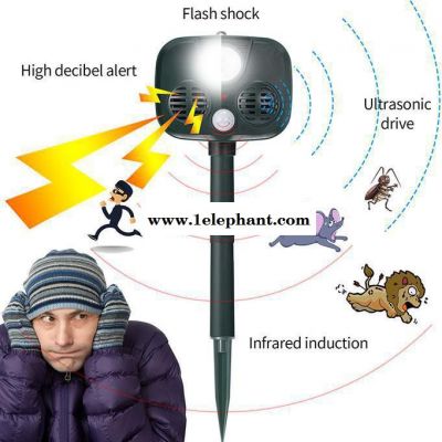 超声波驱鼠器太阳能动物驱赶器户外防盗报警器驱狗器驱猫器农场驱赶**驱 