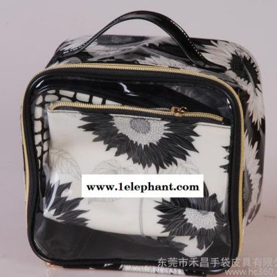 夏日旅行两件套装洗漱包 透明PVC防水印花化妆包 欧美家居潮图3