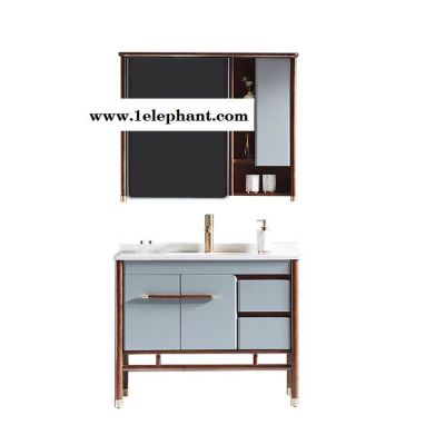 成都品牌浴室柜厂家东尚阳光217 浴室柜 新中式浴室柜 中式落地浴室柜橡木实木组合柜洗脸盆洗漱台组合图5