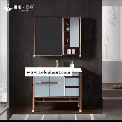 成都品牌浴室柜厂家东尚阳光217 浴室柜 新中式浴室柜 中式落地浴室柜橡木实木组合柜洗脸盆洗漱台组合图2