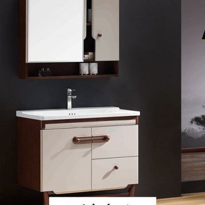 成都浴室柜生产厂家东尚阳光132 现代中式浴室柜 橡木落地式组合耐磨陶瓷卫生间洗漱台 浴室柜订制图3