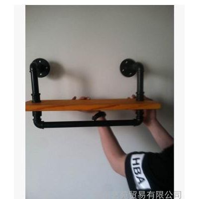 欧美复古卫生间毛巾洗漱用品架实木搁板墙上置物书架壁挂铁艺花架图4