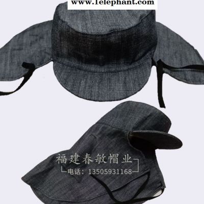 春敏披肩帽牛仔布披肩帽防尘防晒防油工作帽 防尘帽图2