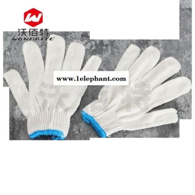 劳保手套棉线手套 工作加厚尼龙手套白色纱线手套耐磨劳动线手套图2