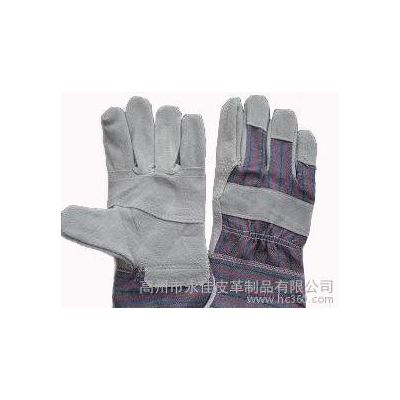 直销牛皮制劳保手套 防割手套 棕色驳掌劳保手套高州图3