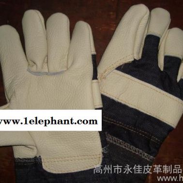生产牛皮制焊工耐高温手套 浅色全掌外贸款劳保手套