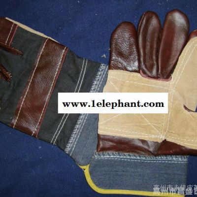 牛皮制防护手套 电焊手套 家具牛皮加托工业劳保手套图1