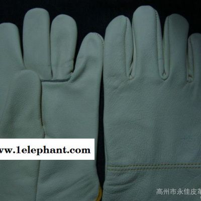 专业生产家私牛皮浅色直指大司机款劳保手套 防高温手套图2