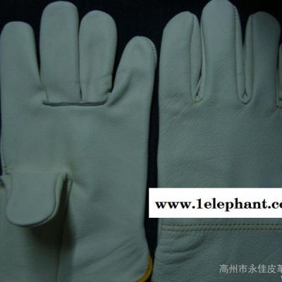 专业生产家私牛皮浅色直指大司机款劳保手套 防高温手套图3