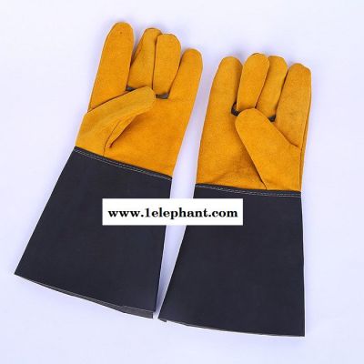 长款二层牛皮革袖电焊手套柔软舒适防飞溅焊工手套劳保手套批发图3