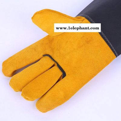 长款二层牛皮革袖电焊手套柔软舒适防飞溅焊工手套劳保手套批发图2