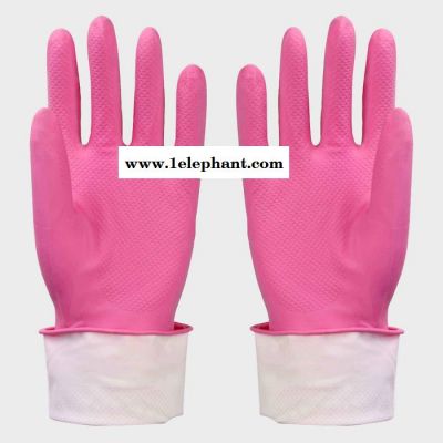 专业供应新款家用喷绒橡胶手套 蓝色外贸劳保手套 量大可定做图3