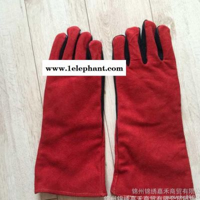 辽宁锦州红长皮16寸棉电焊手套、劳保手套、防割手套、五指手套