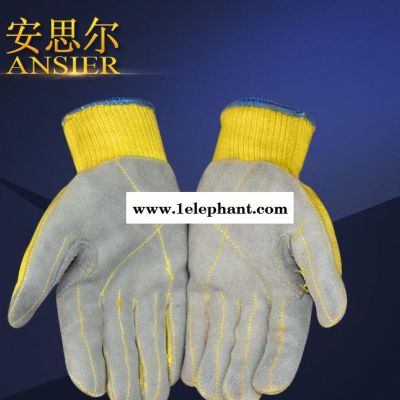 安思尔 凯夫拉防刺耐高温劳保手套KEVLAR棉纱贴牛皮芳纶防割手套图3