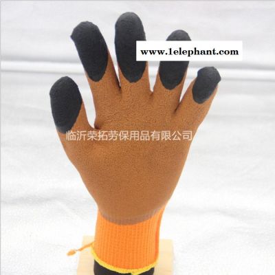 DOLANGB-0004乳胶发泡毛圈加厚手套 五指加强耐磨耐腐蚀手套 临沂劳保手套批发 乳胶手套 乳胶发泡手套图3