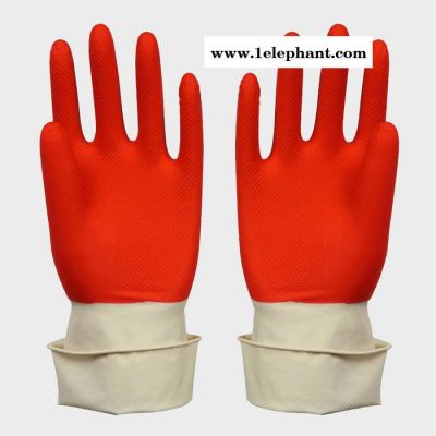 **推荐家用双色乳胶手套 爱花牌外贸出口防水防滑劳保手套图3