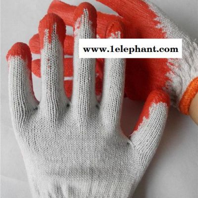 厂家批发出口型小平板乳胶手套浸胶劳保手套挂胶防护手套