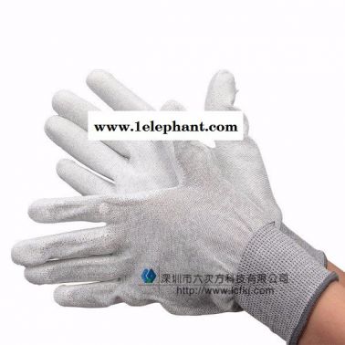 SIXCUBE尼龙PU涂掌胶手套碳纤维防静电手套防护手套耐磨劳保手套作业手套