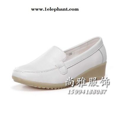 **护士鞋白色 牛皮 坡跟图2