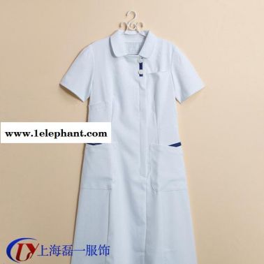 订做时尚短袖护士工作服 长款白大褂药店服装定制  出口品质