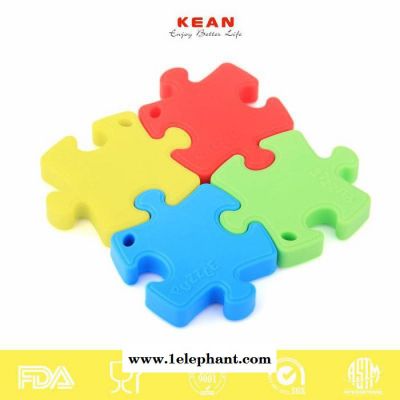 婴儿益智拼图牙胶 KEAN食品级硅胶宝宝磨牙棒柔软出牙玩具批发