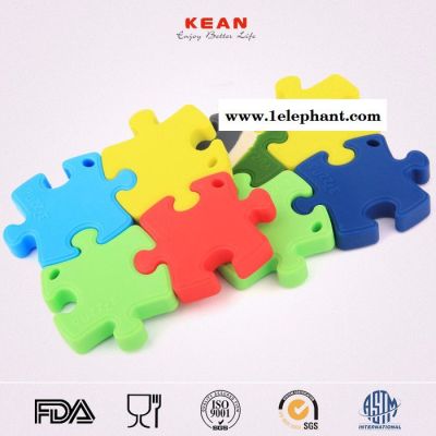 婴儿益智拼图牙胶 KEAN食品级硅胶宝宝磨牙棒柔软出牙玩具批发图4