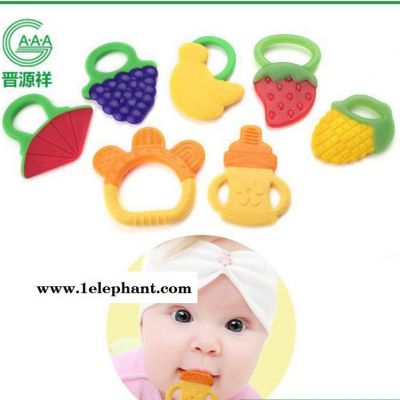 牙胶 婴儿磨牙器 全硅胶握柄咀嚼训练 柔软食品级安全无毒图2