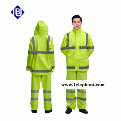 雨豹牌UB-002**雨衣反光救援服分体雨衣套装荧光黄透气300D牛津布PU环保涂层高温压胶**防水雨衣 **骑行服图5